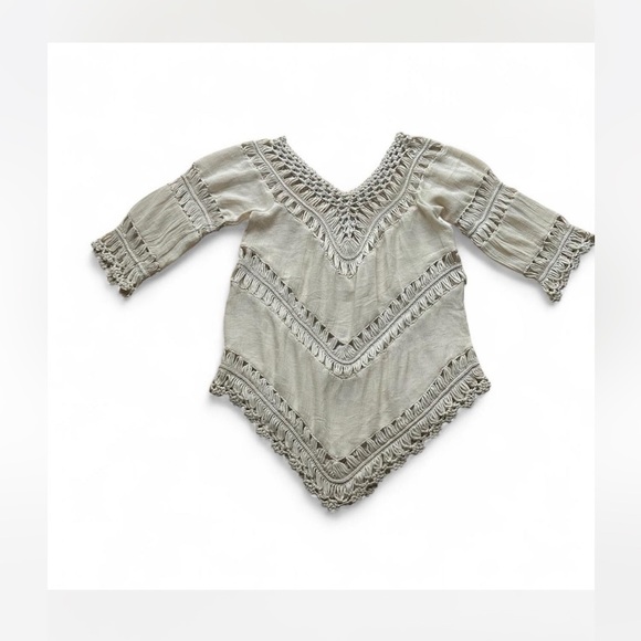 Tops - Ethereal Western Cream Crochet Eyelet Top 3/4 Sleeves Renaissance Size M Boho